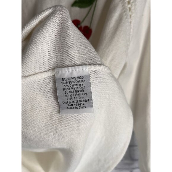 JOHNNY WAS Women's Cream Whimsical Cashmere Blend Sweater Top Small - Picture 4 of 5